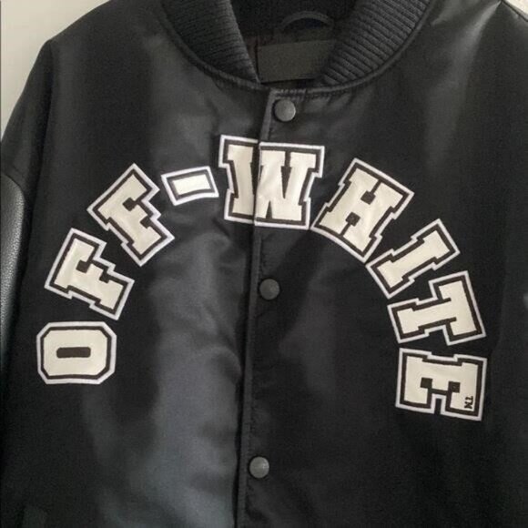 New Authentic Men’s Off-White Black Varsity Jacket - Picture 2 of 12